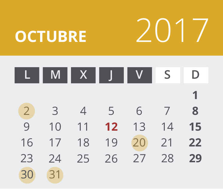 Calendario del Territorio Común. Agosto